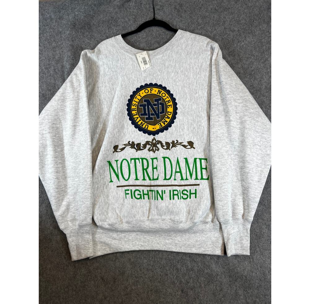 NWT VTG Notre Dame Fighting Irish Signal Sports Sweatshirt Mens Medium Gray DS
